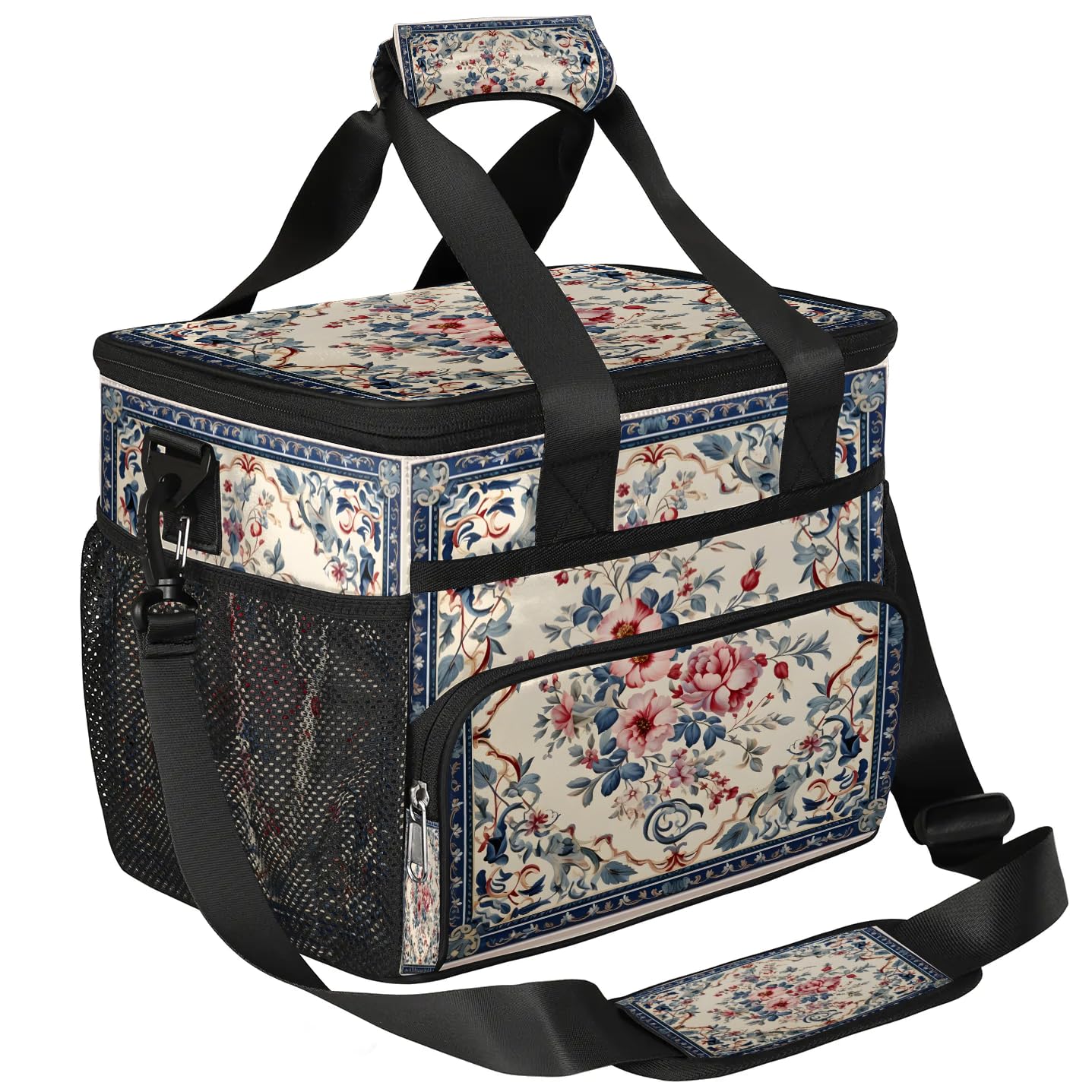 Lunch Box for Men Heavy Duty Insulated Lunch Bag for Women Retro Ethnic Flower Lunchbox for Adults Lunch
