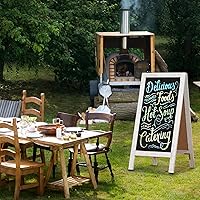 Vista 9 de 4 THOUGHT Pizarra magnética de doble cara en forma de A de 40"x20", tablero de sándwich independiente de madera de pino macizo para restaurantes