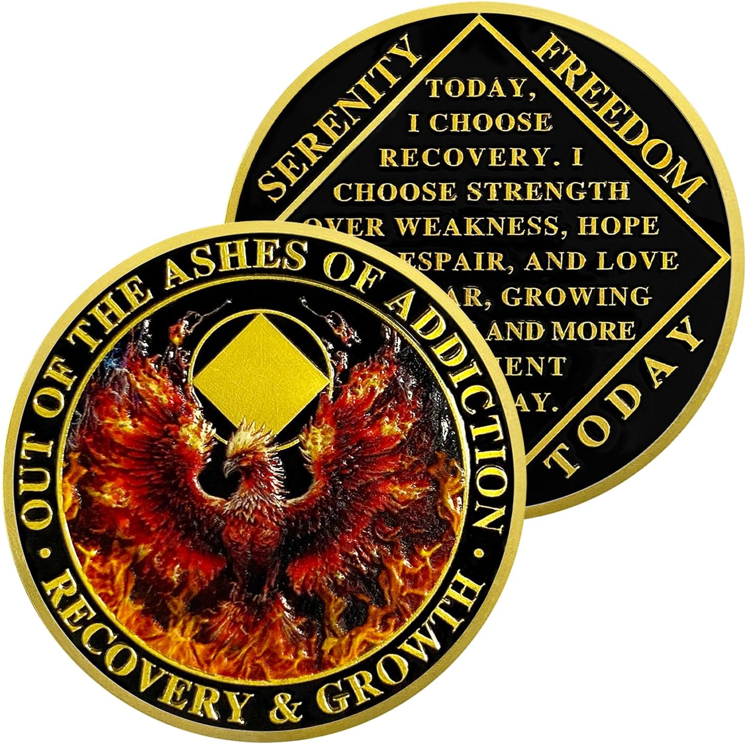 Fiery Phoenix Sobriety Coin | Bold Golden AA Nepal | Ubuy