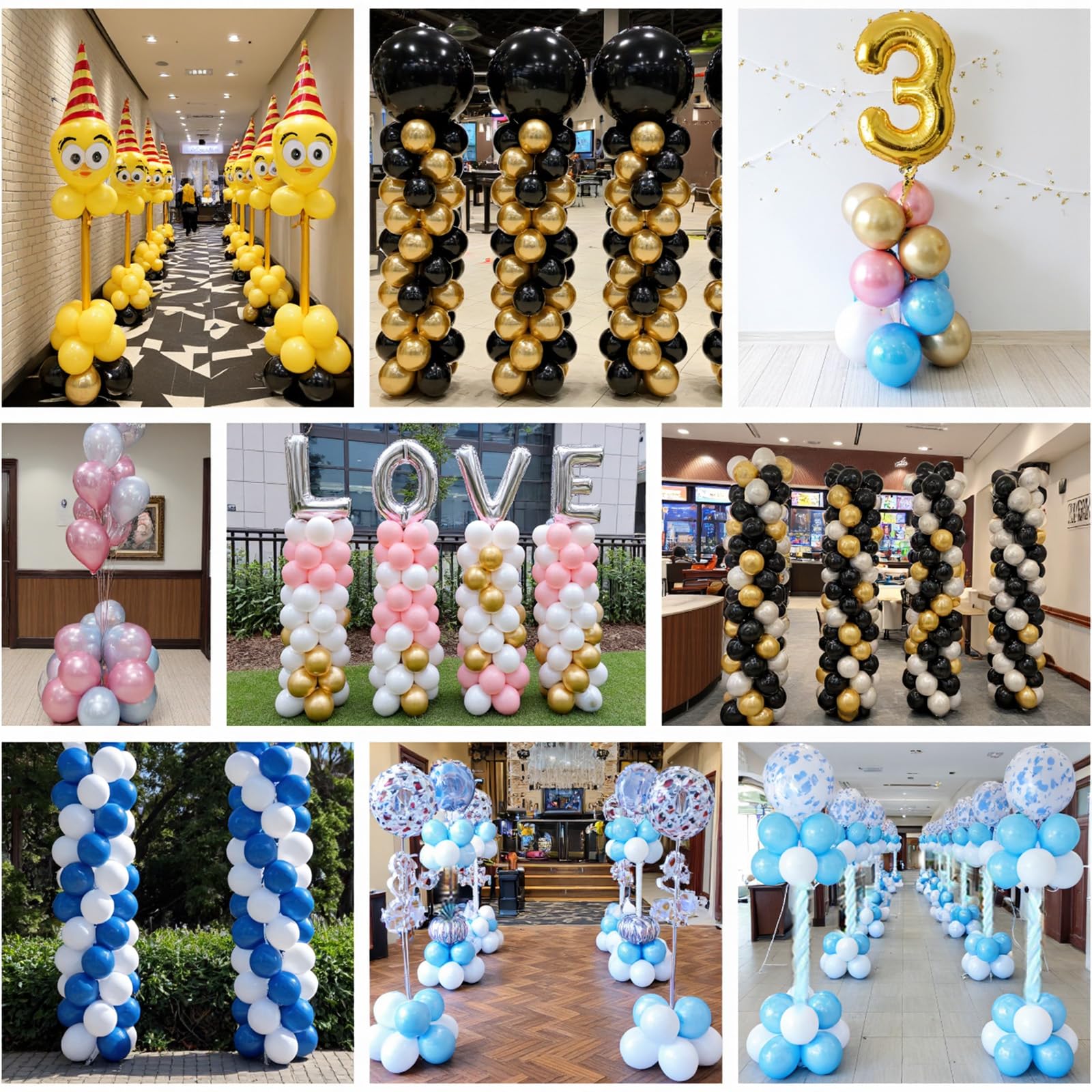 Juego de 4 soportes de columna para globos, soporte telescópico para globos de altura ajustable para cumpleaños, boda, graduación, fiesta, decoración de Navidad