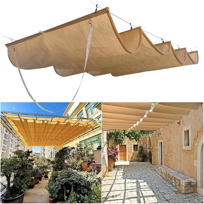 Retractable Wave Shade Cover, Ventilation Antiuv Sun Protection
