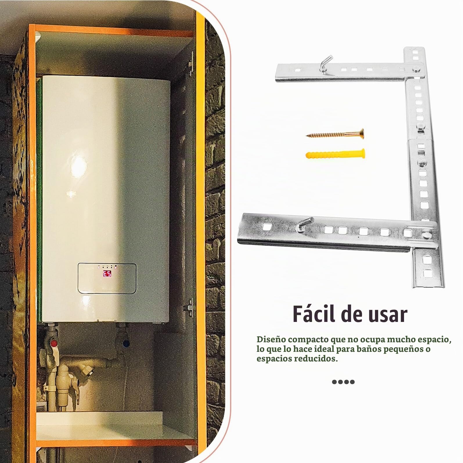 Calentador Pequeños para Eléctrico Soporte de Hierro Agua Compatible Huecas, Diseño Compacto Adecuado y Reducidos Paredes para Baños Espacios