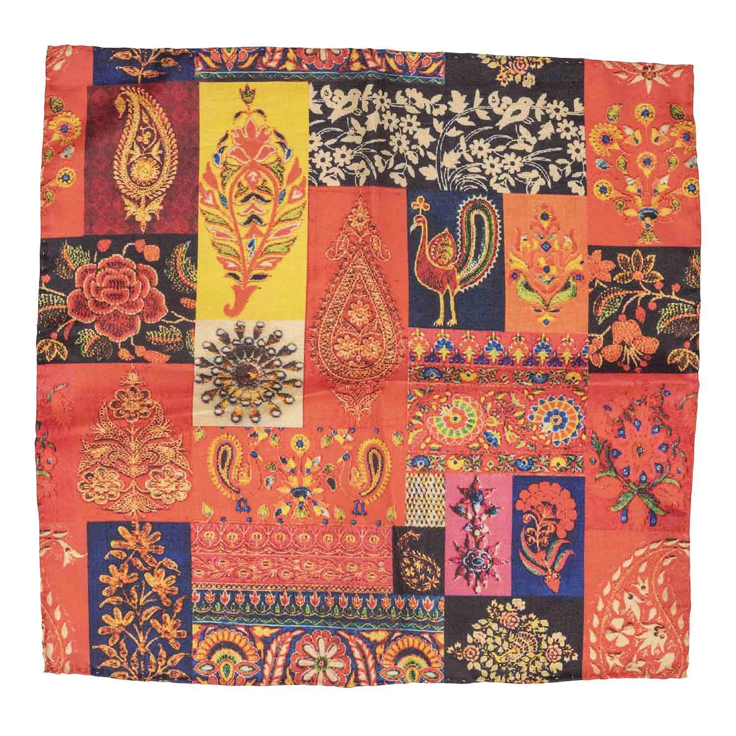 the tie hub Indian Print Silk and Cotton Pocket Square For Men-picture-36