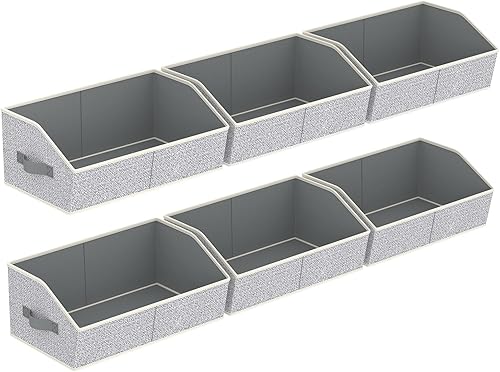 Miniatura 47 de Cestas grandes de almacenamiento – Paquete de 6 cubos de almacenamiento de armario, cestas de tela para organizar, cubos organizadores con asas