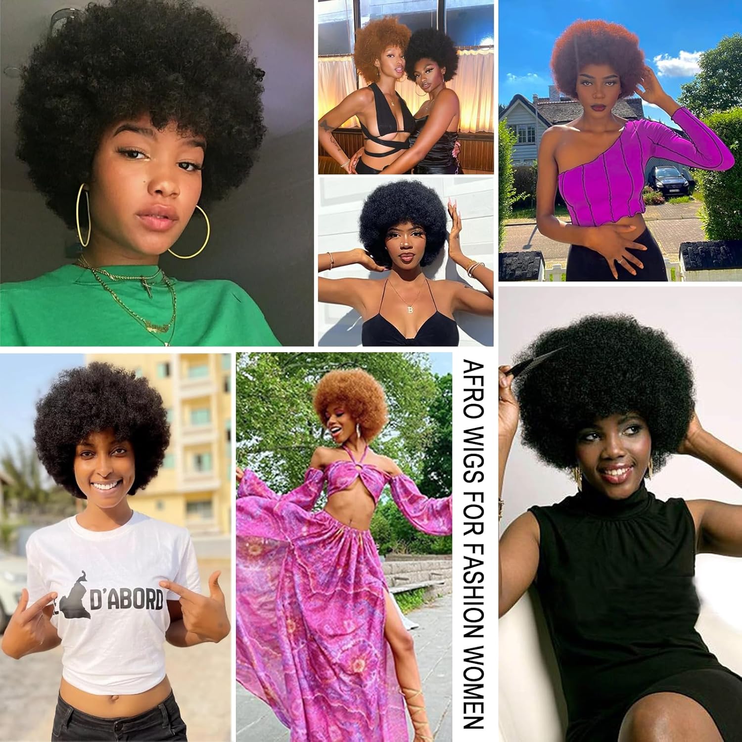 G&T Wig 70s Afro Wigs for Black Women, Afro Puff Wigs Bouncy and Soft Natural Looking Daily Party Cosplay Costume Use(1B) - Image 4