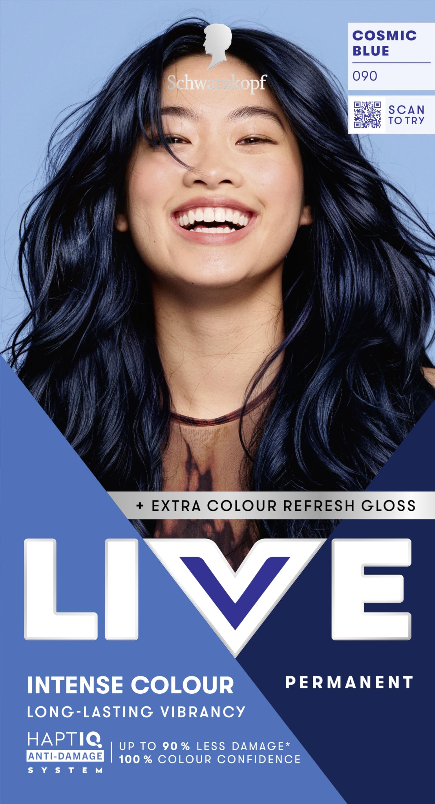Schwarzkopf LIVE Intense Colour Hair Dye, 090 Cosmic Blue