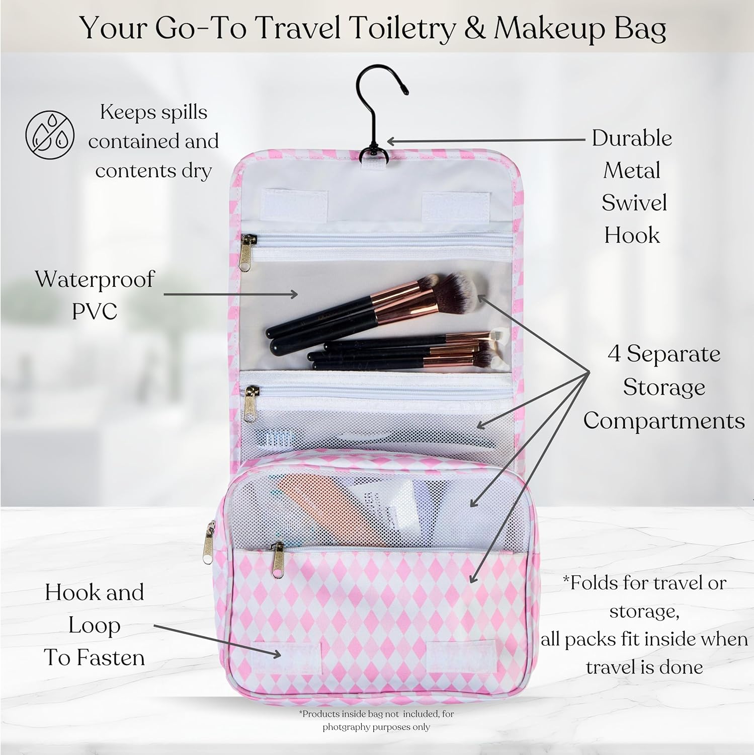 9 Set Packing Cubes - Suitcase Organizer, Cute Packing Cubes, Travel Bags Organizer for Luggage with Hanging Toiletry and Shoe Bag, Travel Essentials for Women, Men and Kids -Pink - Image 4