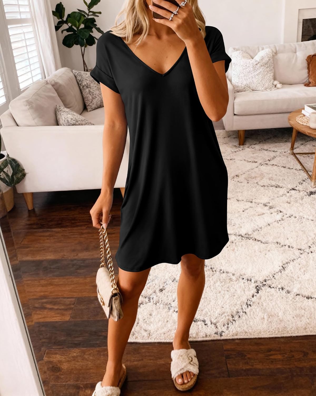 BTFBM Womens Summer Dresses 2026 Pockets Short Sleeve Loose Nightgowns Pajama Beach Vacation Casual Spring T Shirt Dress - Image 4