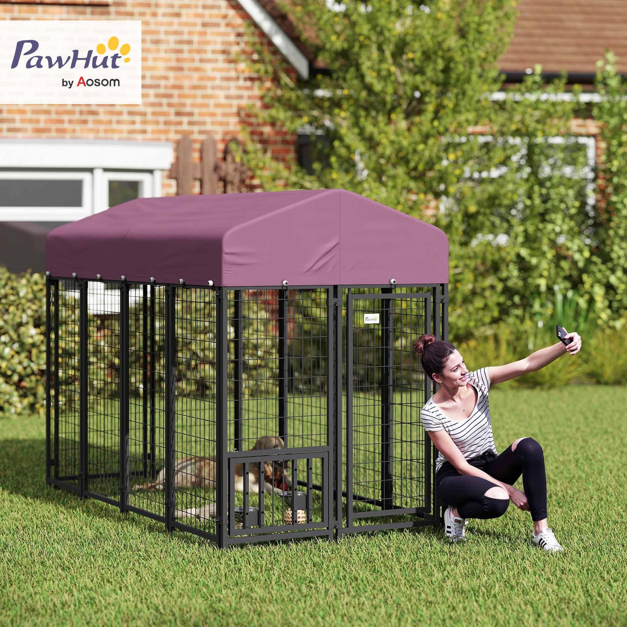 Amazon.com: PawHut 8' x 4' x 6' Outdoor Dog Kennel, Welded
