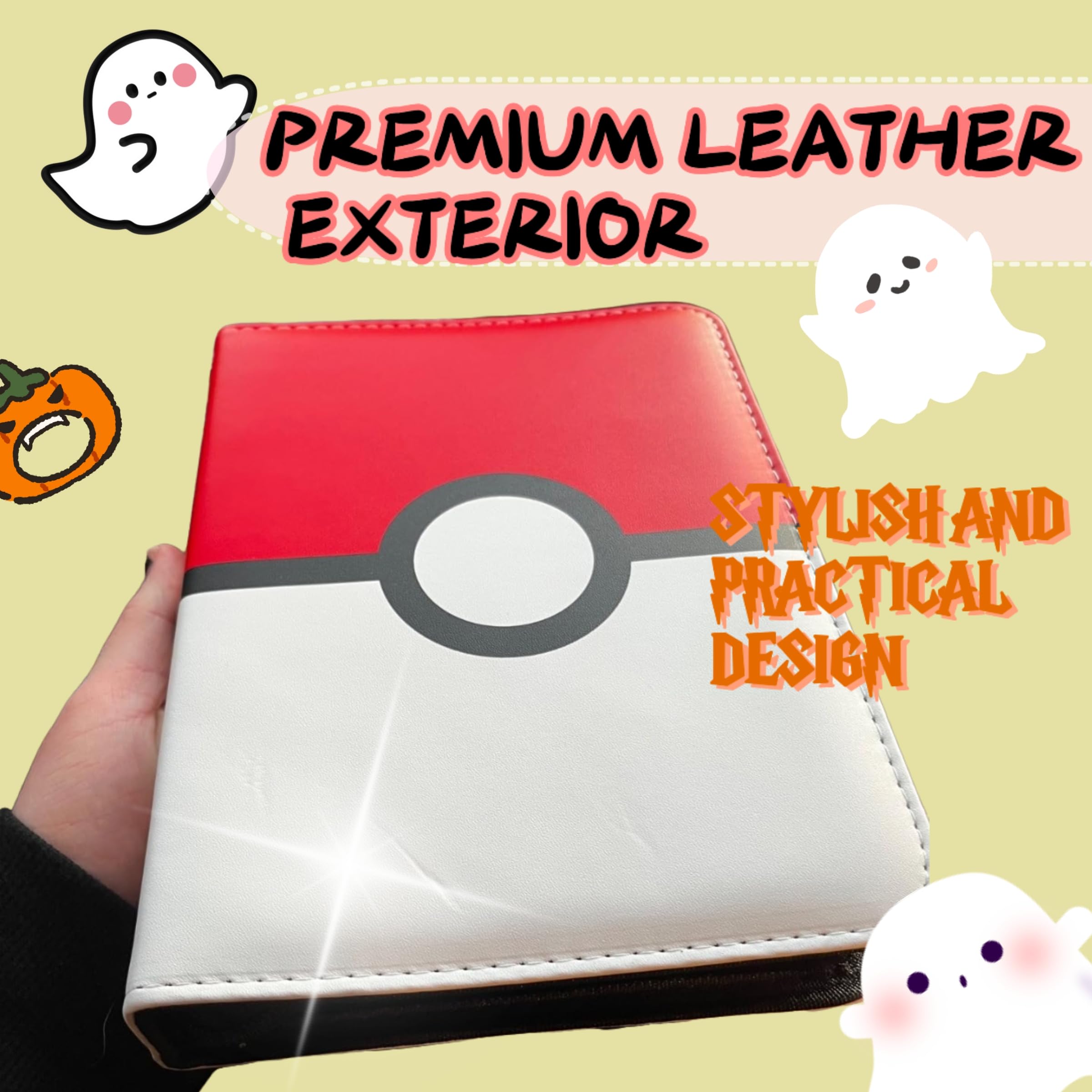 Raccoglitore per carte collezionabili a 4 tasche, contiene 400 carte, include 50 custodie rimovibili, album portatile con cerniera, custodia protettiva per carte da gioco per collezionisti (4 tasche