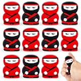 ArtCreativity Squishy Ninja Party Favors - Set of 12 - 2.5 inch Ninja Stress Toys - Ninja Figurine Party Favors with 6 Red 6 Black - Slow Rising Squishy Fidget Ninja Stress Relief Balls