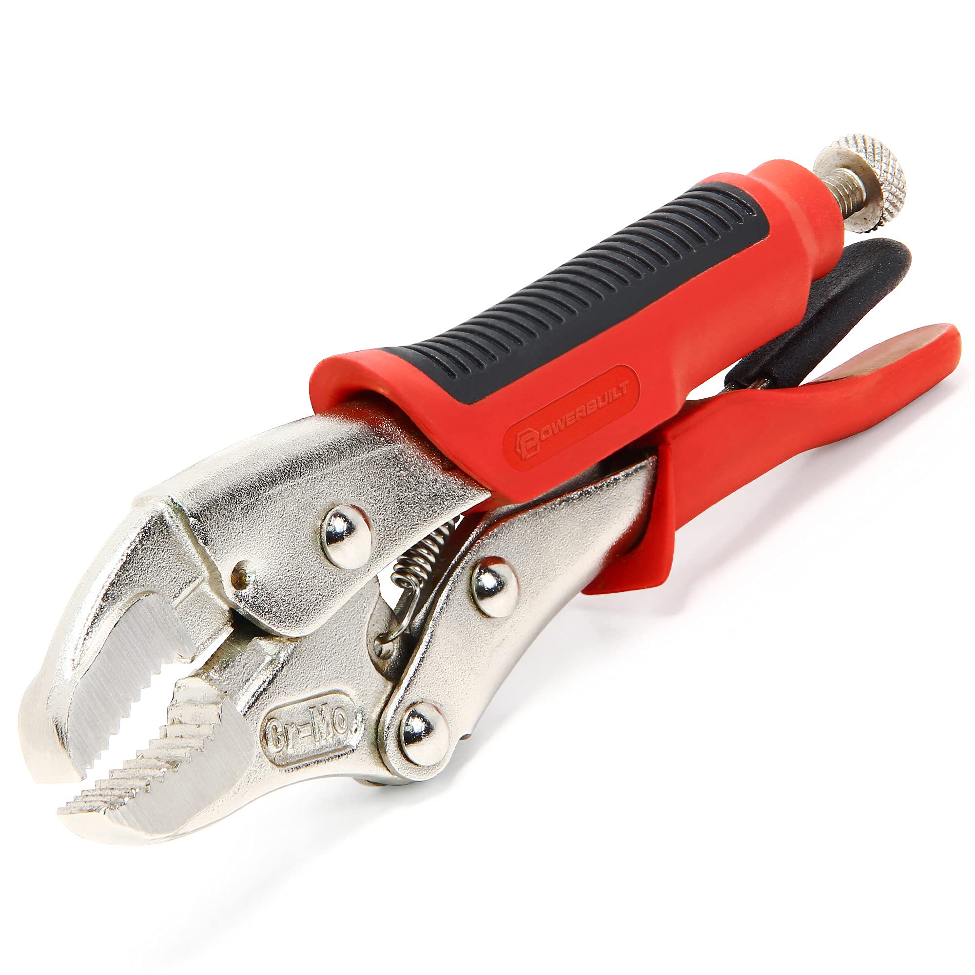 Powerbuilt 5-Inch Curved Jaw Locking Pliers, Double Injection TPR Soft-Grip Handles, Premium Chrome-Moly made, Ideal for Welding or Assembly - 645014
