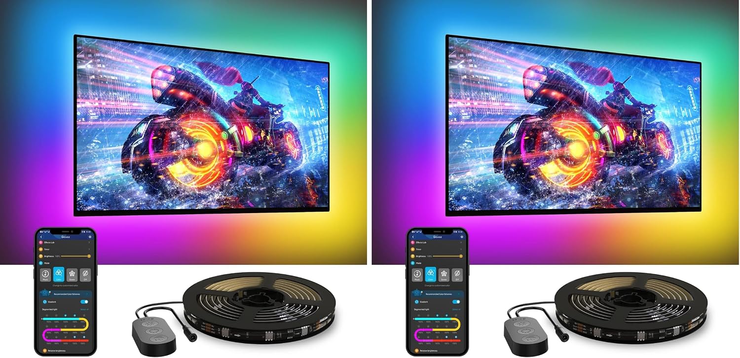 Govee TV LED Backlight, RGBIC Smart LED Strip Lights for 55-65 inch TVs (Pack of 2)