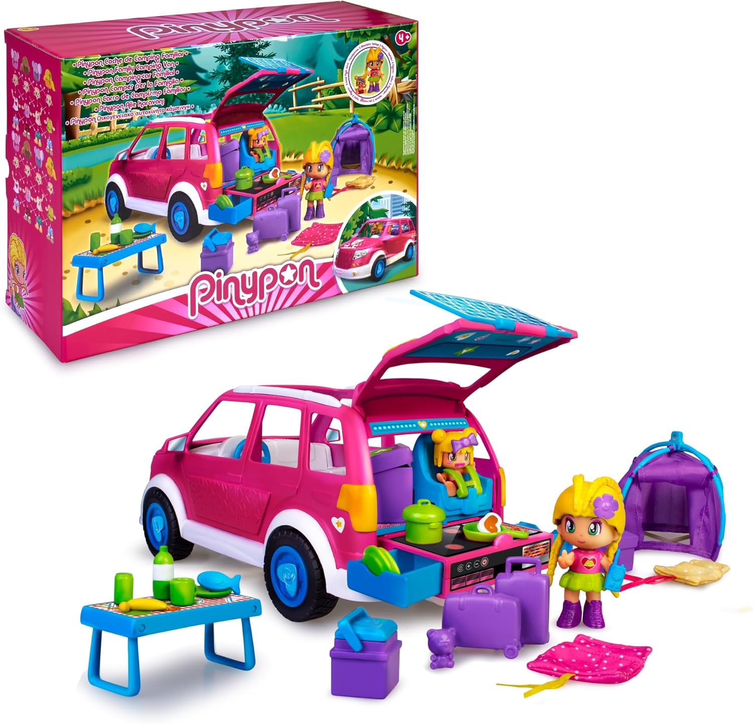 Pinypon, Coche Camping, Autocaravana de Juguete, vehículo Familiar de Verano para Acampar, con una minimuñeca y un bebé y Muchos Accesorios, para niñas y niños a Partir de 4 años, Famosa (700017015) - ¿Vale la pena?