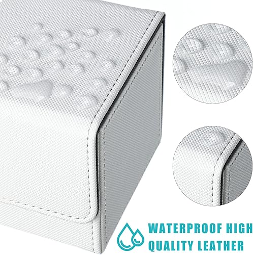 Miniatura 4 de Weewooday 5 cajas de cuero para cartas de mazo de gran tamaño, caja de almacenamiento para 100 tarjetas con funda compatible con MTG TCG, 5 colores