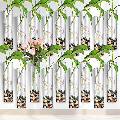 Gejoy Paquete de 18 macetas de vidrio para colgar en la pared, propagación de plantas de terrario, florero de flores, tubos para plantas