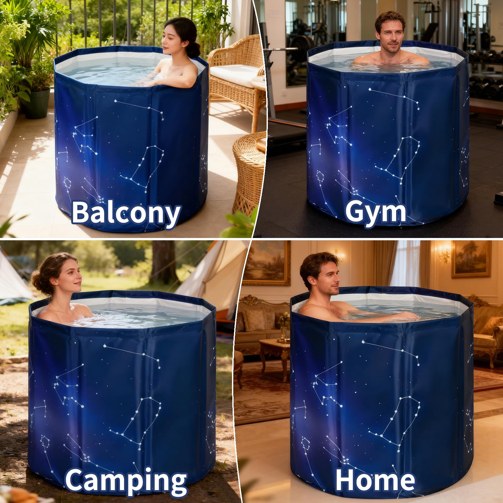 YYW Baignoire pliable pour adultes, grande baignoire plongeante pliable pour récupération, convient pour la maison, l'extérieur, les gymnases (Planet Purple 80 - Ensemble isolant)
