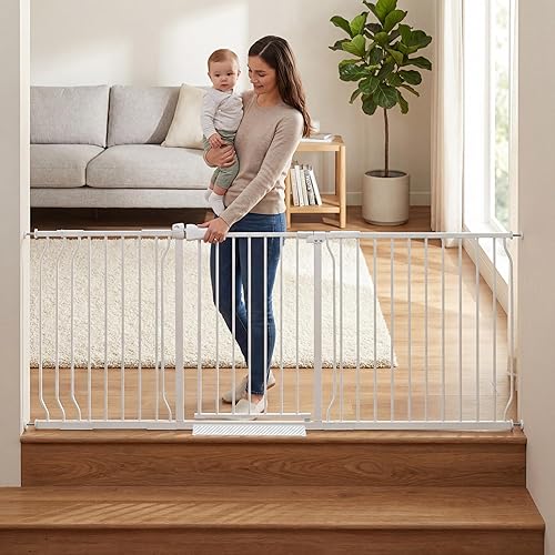 Miniatura 22 de Puerta estrecha de paso para bebés de 24.02-29.13 pulgadas de ancho con cierre automático por tensión, puerta de seguridad para niños y mascotas de