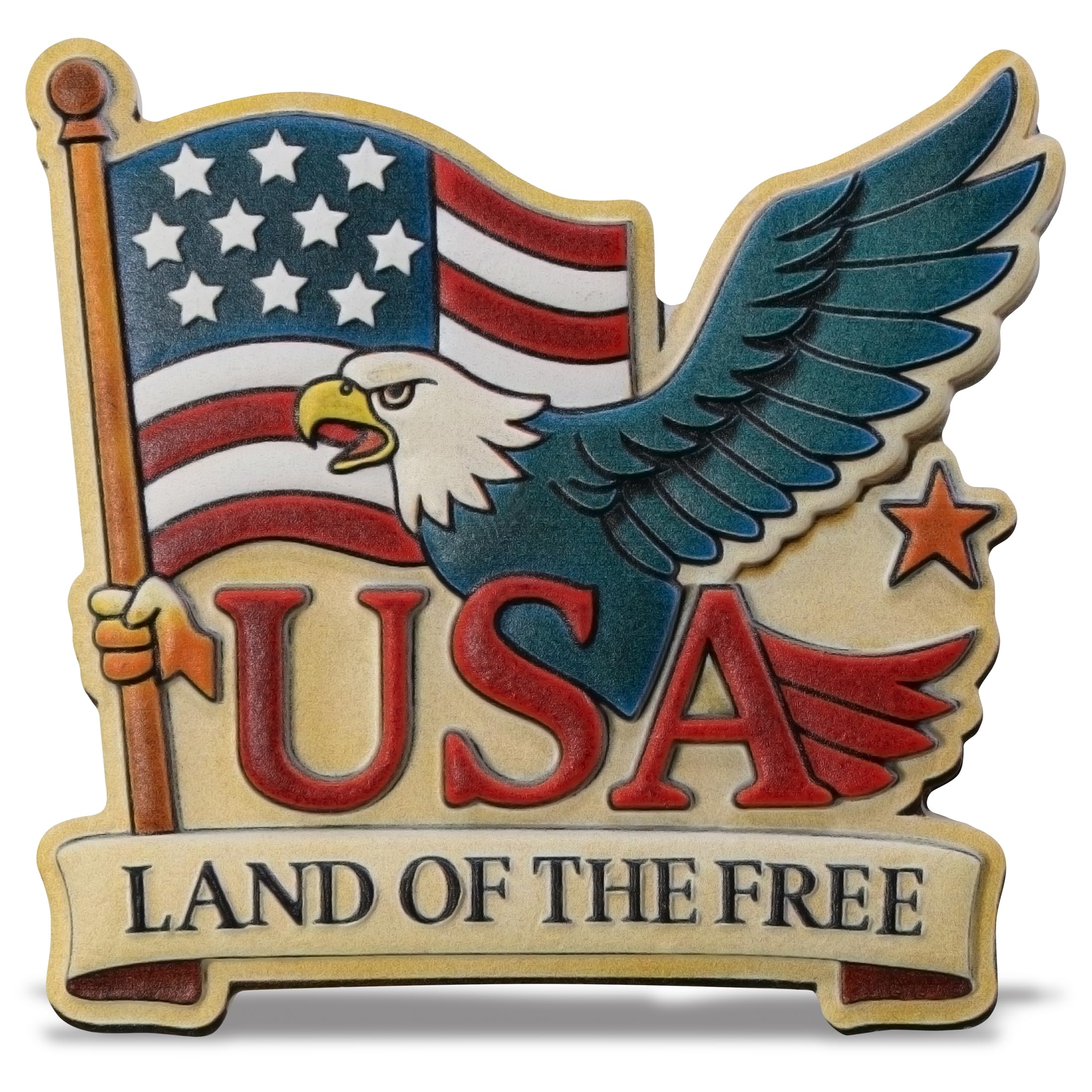 CoTa Global USA Land of the Free Flag and Eagle Resin Fridge Magnet - 3D UV-Printed Patriotic Magnet for Refrigerator, Locker, Board, American Eagle Magnetic Decor for Fridge - 3 Inches