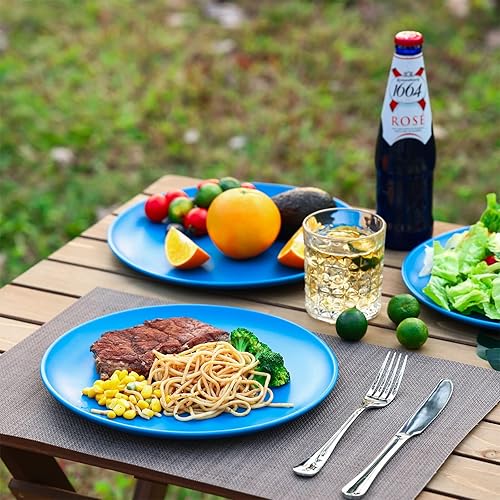 Miniatura 4 de TP Platos llanos de melamina de 10 pulgadas, juego de 6 platos irrompibles para servir en interiores y exteriores, servicio de cena irrompible para