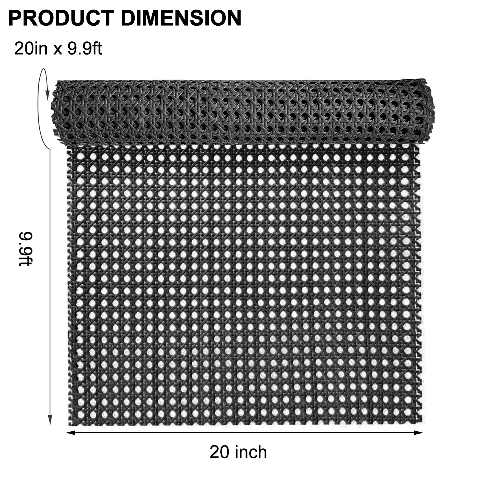 Rattan Geflecht 50X300cm Schwarz Kunststoff PE Wiener Geflecht Meterware,Einfach zu Schneiden & Installieren,Wasserfestes Rattan für Outdoor Möbelrenovierung & Terrassenstühle