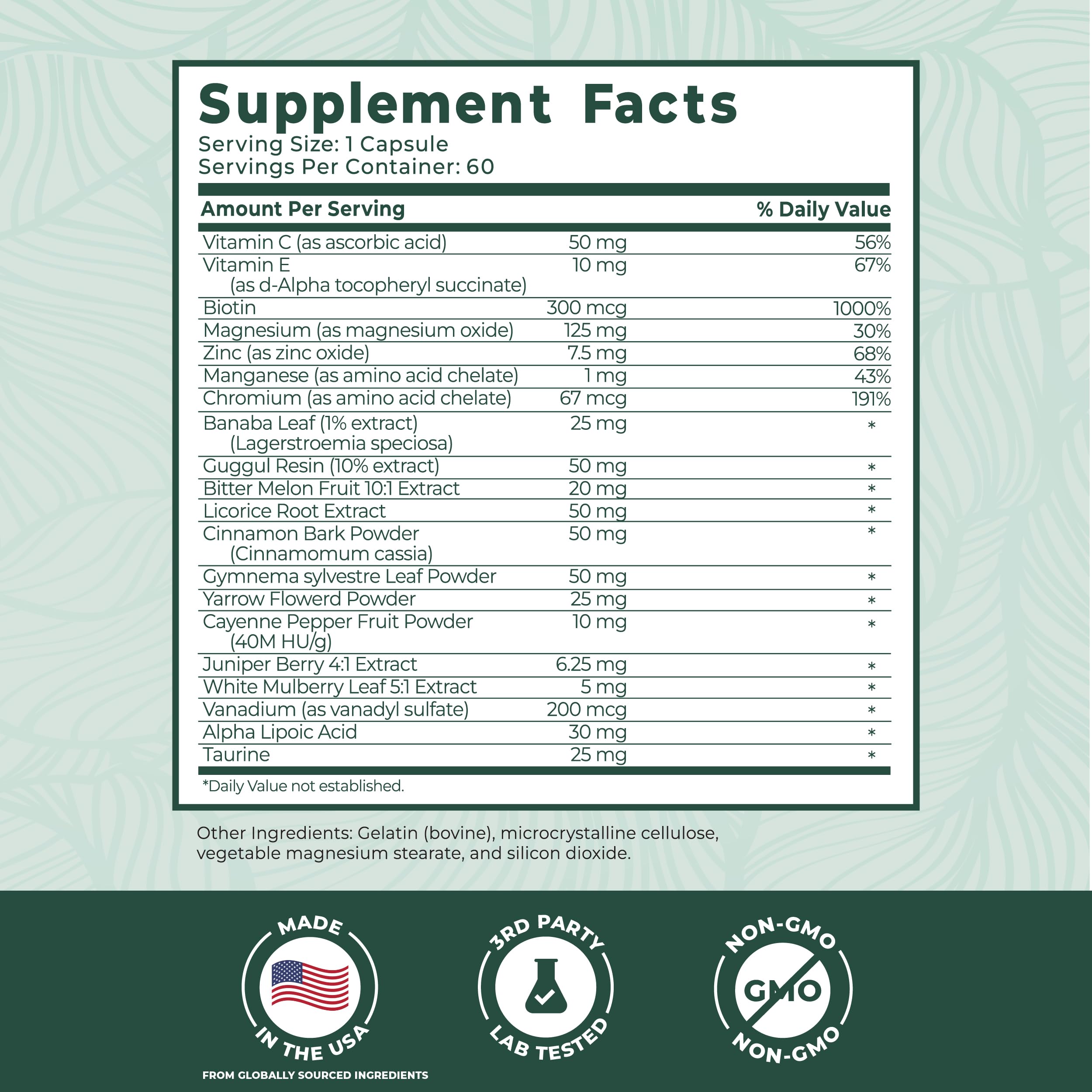 PurePremium Normal Blood Sugar Support Supplement - 60 Capsules — Amazon image 4