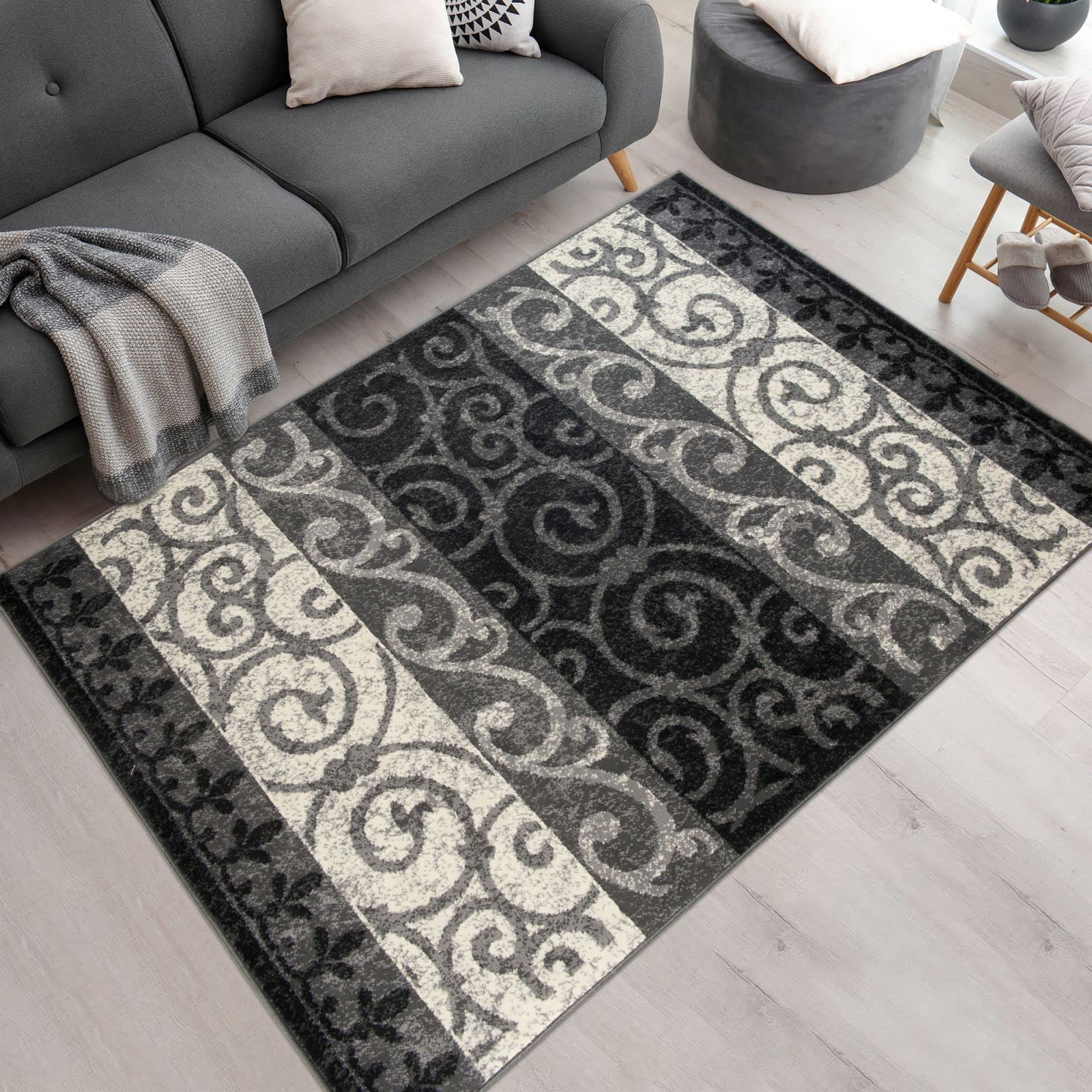 Mazovia Alfombra Moderno - Diseño Moderno de Salón Grande - Pelo Corto - Alfombras de Habitación de Matrimonio, Dormitorio y Comedor - Gris - 250x350 cm