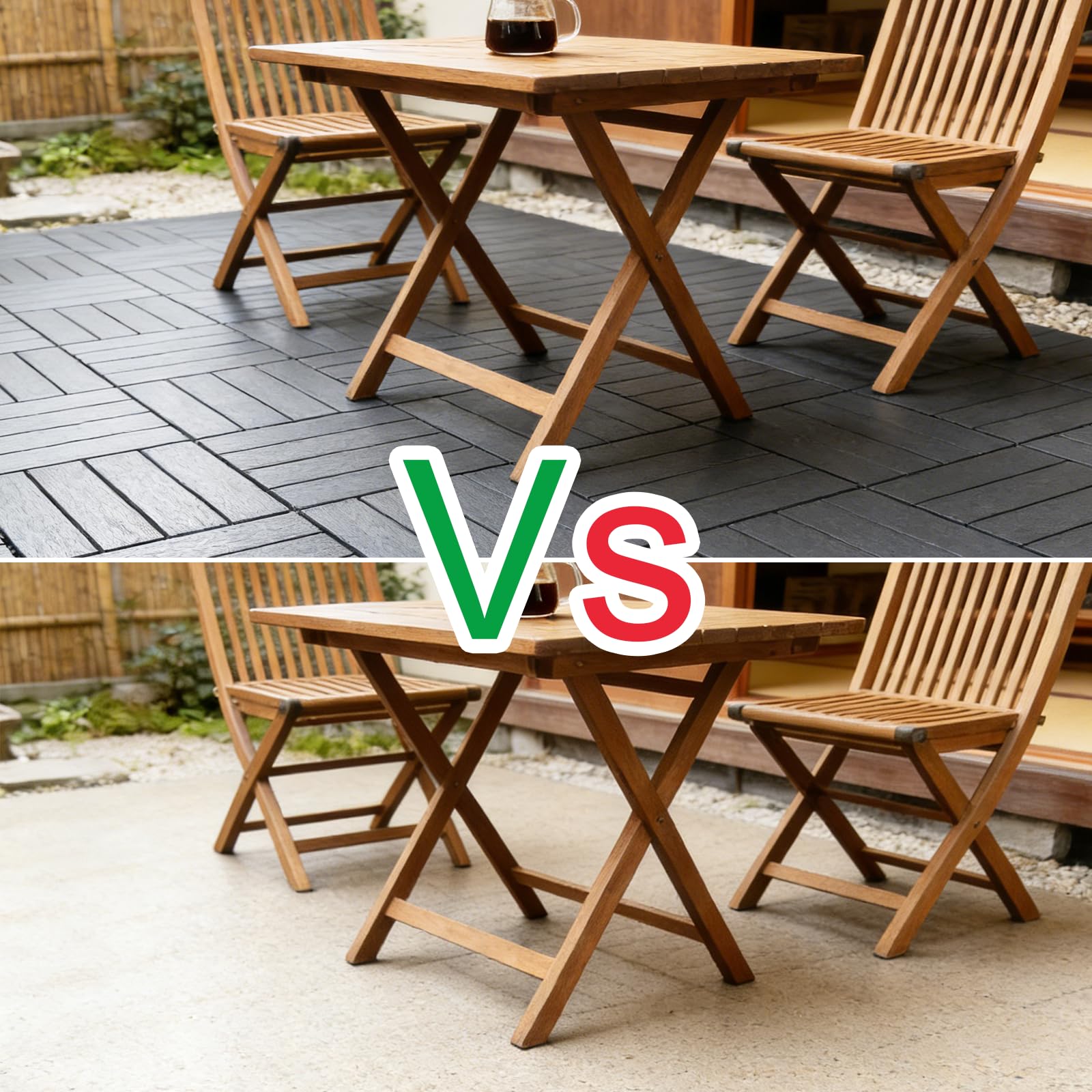 Nicoman Lot de 12 dalles de terrasse en PVC avec système à clic - 30 x 30 cm - Imperméables et antidérapants - Surface aspect pierre - Revêtement de sol pour balcon, terrasse, jardin et piscine (noir