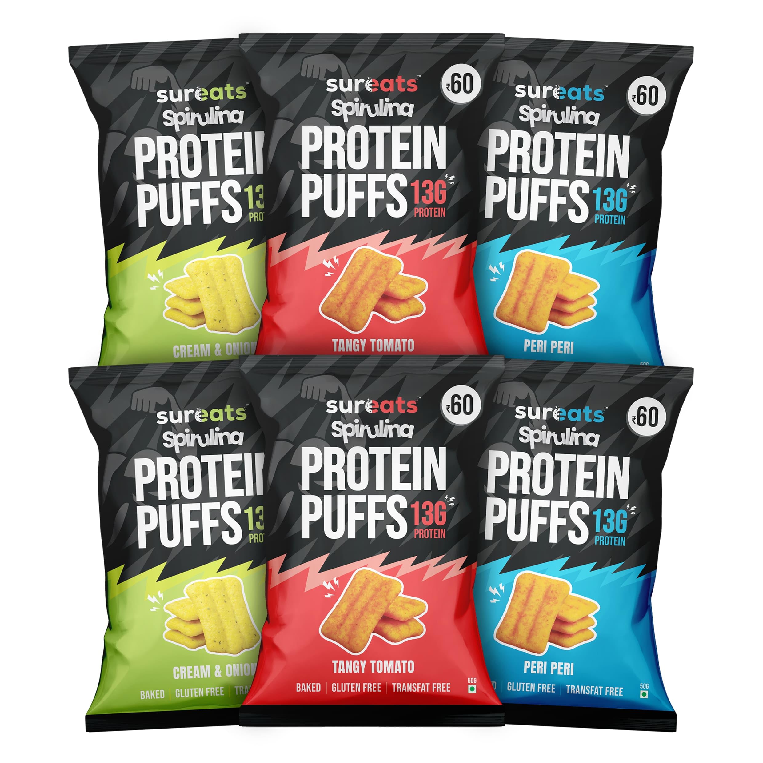 13.3G Protein Chips - Mixed Flavor | Pack of 6-50g Each | Baked, Not Fried | No TransFat, Gluten, Cholesterol | Highest Protein having chips in this price range-image-3