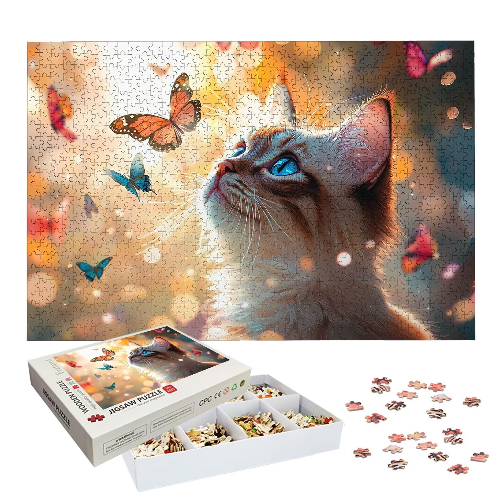 Puzzle 4000 Pezzi Farfalla, Puzzle Gatto 4000 Pezzi Arte per Adulti e Bambini, Misura: 141.5x87.5 cm, Puzzles Legno per Adulti con Squisita Scatola di Imballaggio, Regalo Donna, Regalo Uomo, -8889
