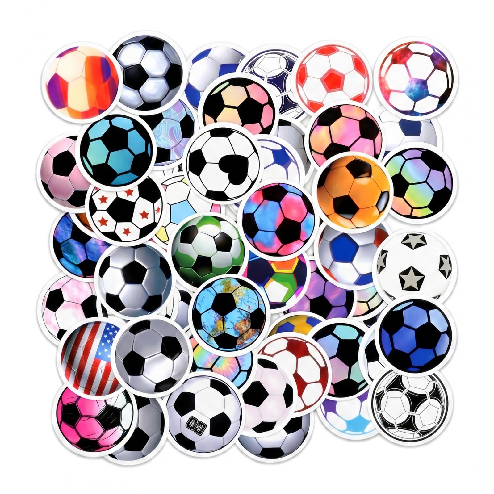 SOLVIO 60 Pcs Football Stickers for Kids Teens Adults, Waterproof Soccer Vinyl Decals for Water Bottle Laptop Skateboard Luggage, Sports Day Party Favors Gifts for Boys and Football Fans