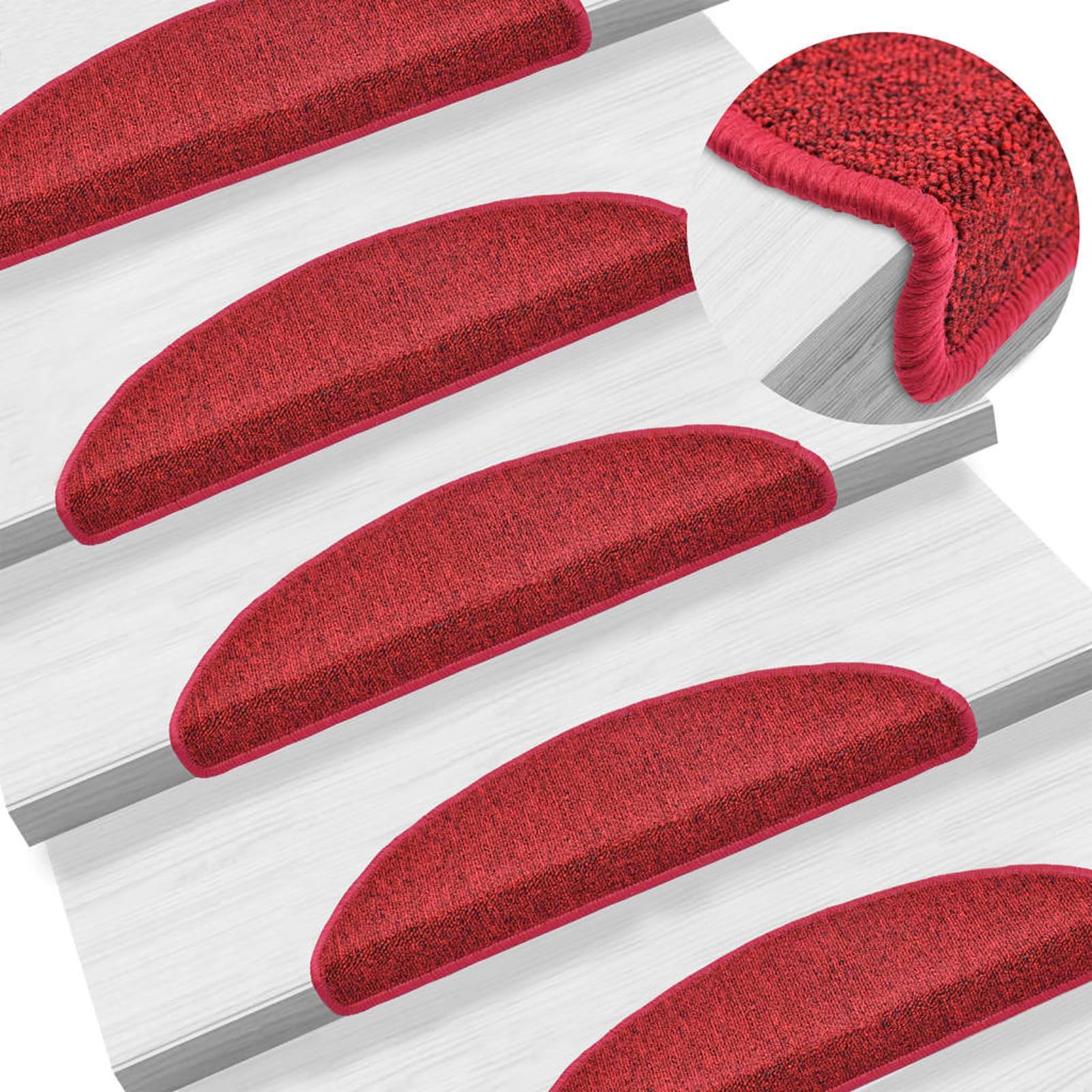 Tidyard Tapis d'escalier 15 pcs Rouge Bordeaux 56 x 17 x 3 cm, Tapis Escalier Tapis de Sécurité pour Sol Protection, Aînés et Animaux