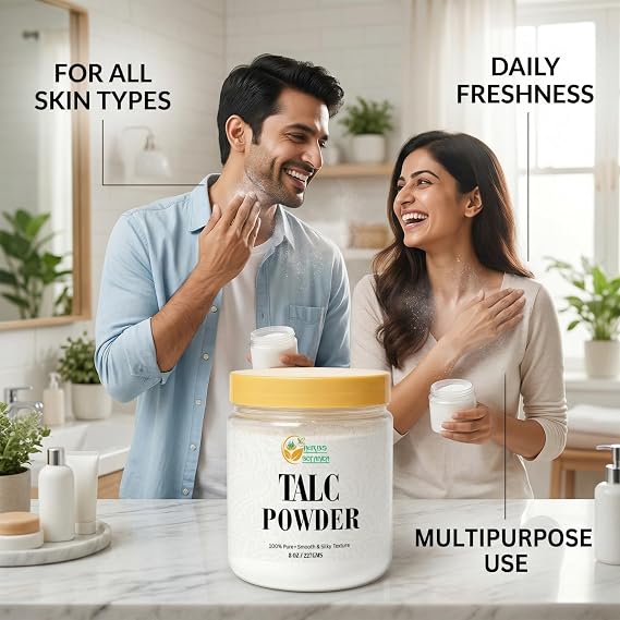 Herbs Botanica Talcum Powder for Women & Men 8 oz Fine Talc Powder, Ideal for Body Freshness, DIY Cosmetics, Personal Care, and Craft Use Smooth Texture & Unscented Formula