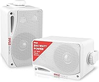 Vista 1 de Pyle Altavoz Bluetooth inalámbrico impermeable para exteriores, 3.5 pulgadas, par de 3 vías activo pasivo resistente a la intemperie, sistema