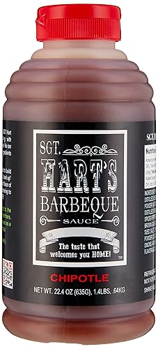 SGT. Hart's Chipotle - Salsa BBQ con sabor a chipotle, 22.04 onzas, salsa barbacoa para pollo, carne de res, cerdo, mariscos, fideos, hamburguesas,