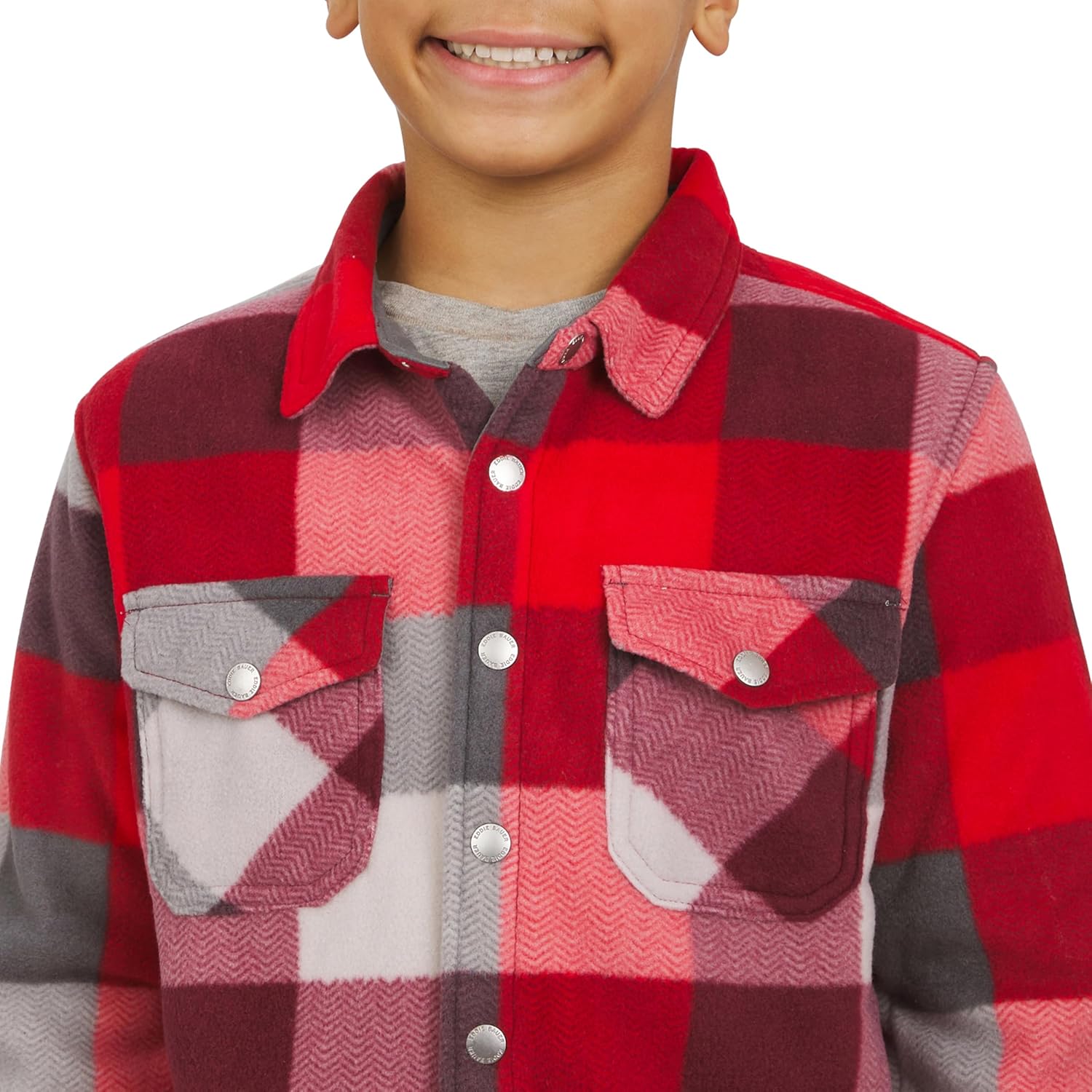 Eddie Bauer Boys' Plush Faux Sherpa Lined Fleece Button-Down Shirt Jacket (XS-XL) - Image 2