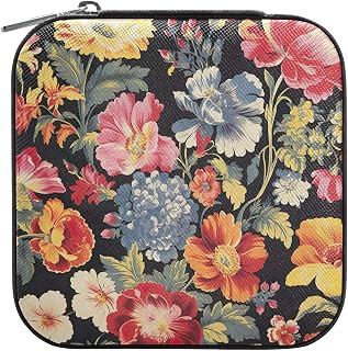 Takiito Colorful Florals Mini Jewelry Box for Women Girls, Travel Jewelry Case Small Jewelry Organizer Storage, Gift for Your Girlfriend Daughter Mom