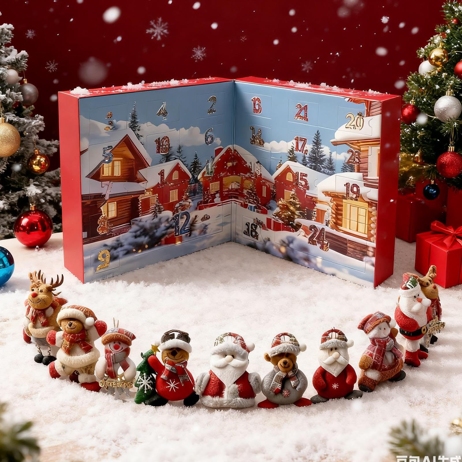 Adventskalender für Weihnachten – Countdown 24 Tage aus Plüsch, weiche Dekoration, niedlich, für Sammlungen, Partys, saisonale Feiern