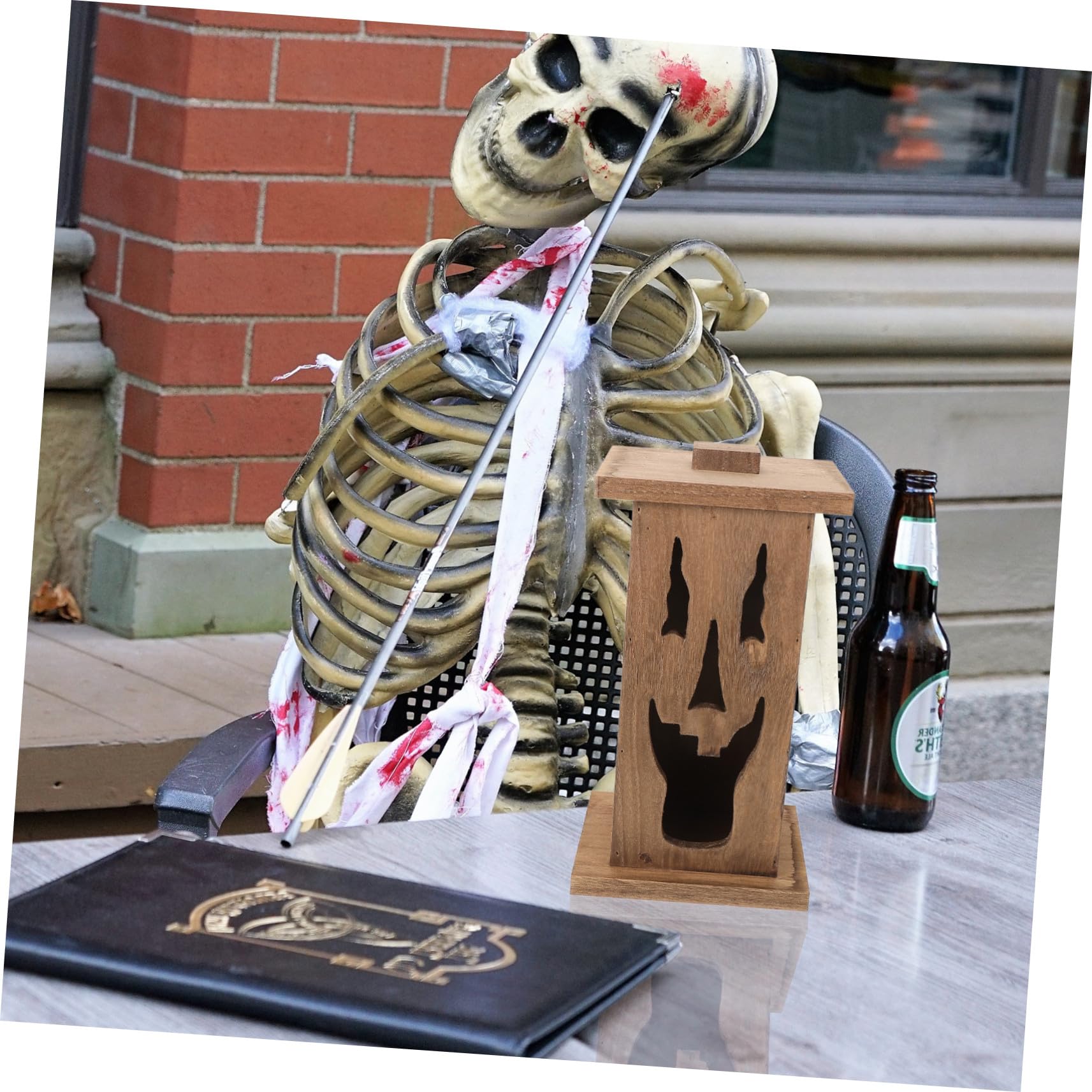 Homoyoyo Halloween-Dekoration Geisterstatue aus Holz Geisterdekoration Gartenparty Landschaftsdeko Gartendeko Halloween-außendekoration Geisterschmuck für Halloween-Partys
