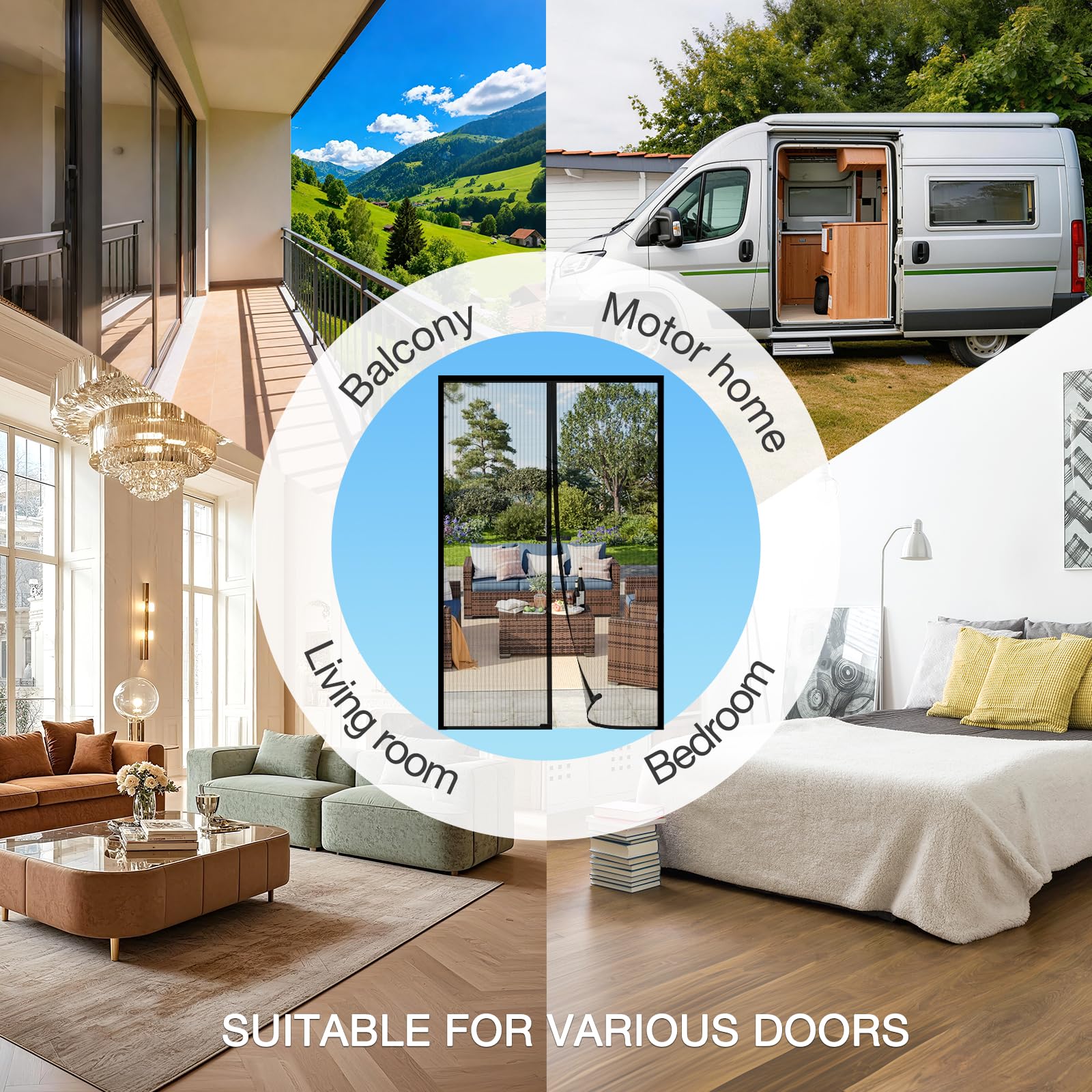 Magnetyczna moskitiera na drzwi, 190 x 240 cm, profesjonalna ochrona przed owadami, idealna do drzwi balkonowych, drzwi do piwnicy i drzwi tarasowych, dziecinnie łatwy montaż na klej bez