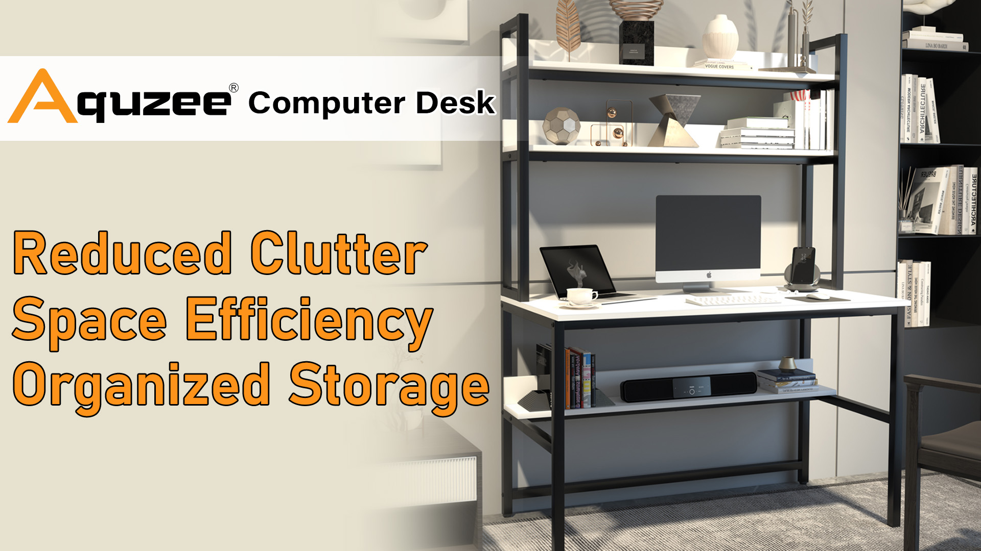 Amazon.com: Aquzee Computer Desk with Shelves, 47