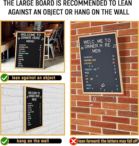 Miniatura 2 de Letrero grande de fieltro de 24 x 30 pulgadas, tablero de letras intercambiable con letras y cajas, tablero de menú grande para restaurante, tablero