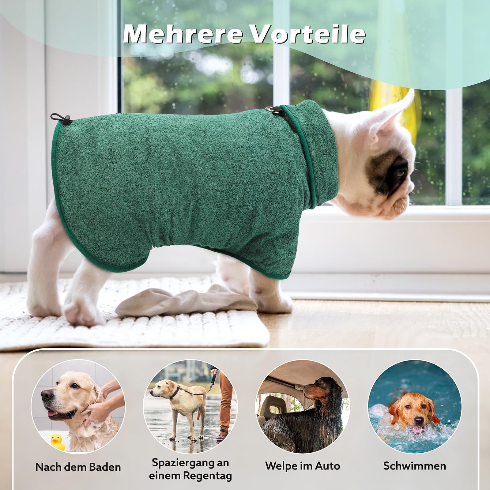 Super Saugfähiger Hundebademantel Aus Mikrofaser – Schnelltrocknend, Maschinenwaschbar, Mit Verstellbarem Band