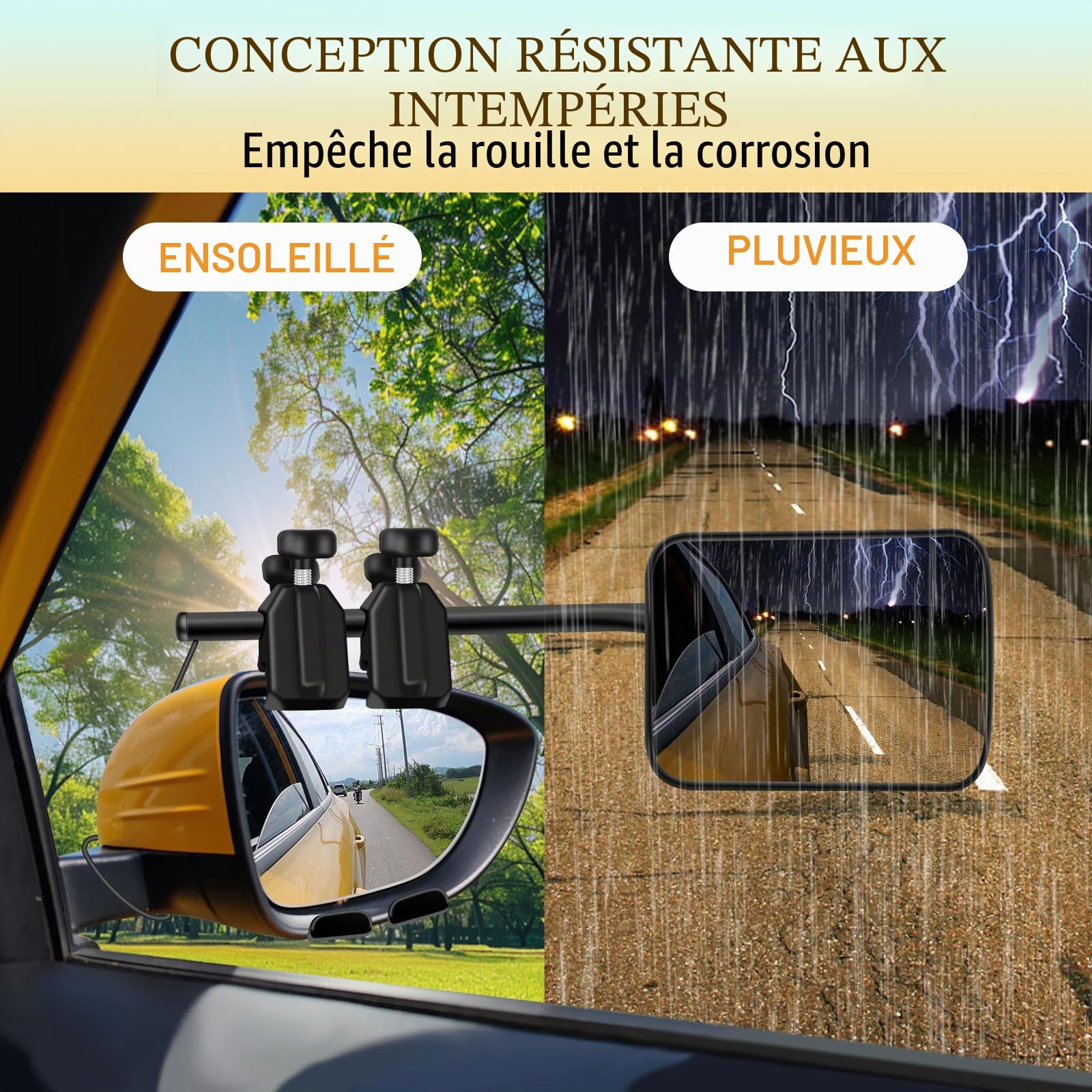 semai Lot de 2 rétroviseurs d'angle mort pour caravane, camping-car, extérieur