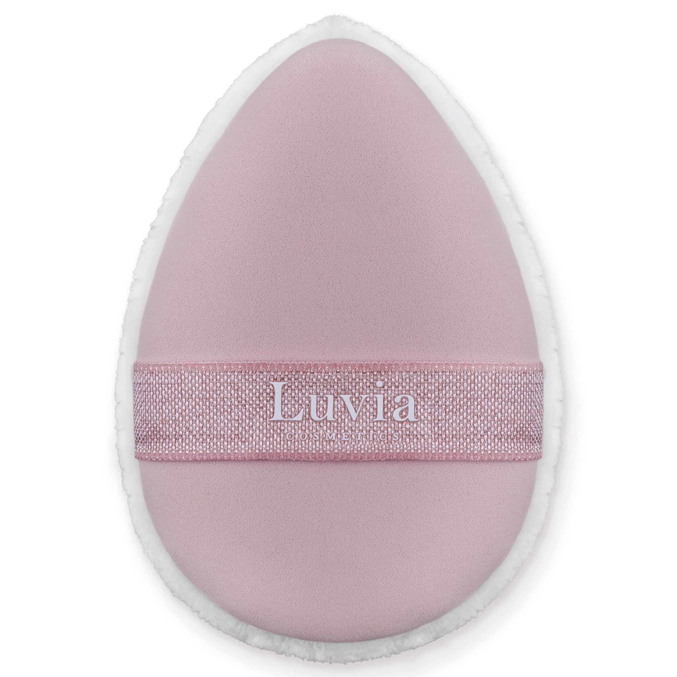 Luvia Puff Puff Set Candy – 2 dwustronne frędzle do pudru, puffy do makijażu z dwustronną gumową taśmą, idealne do płynnych i pudrowych tekstur, frędzle kosmetyczne w kolorze białym i różowym, dla