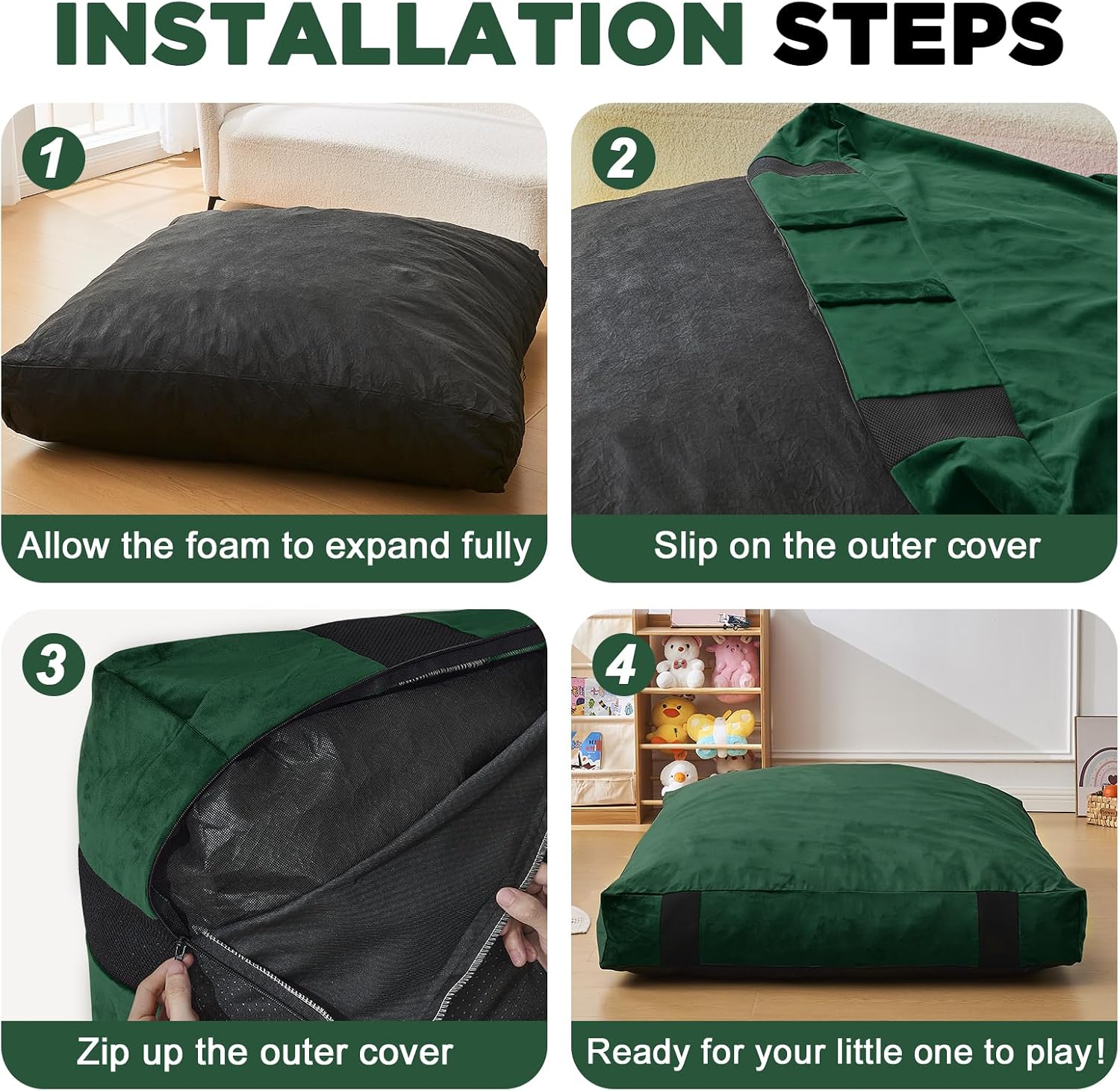 Crash Mat for Kids Sensory Room, 4 x 4 Ft / 5 x 5 Ft Anti-Slip Foam Pad image 5