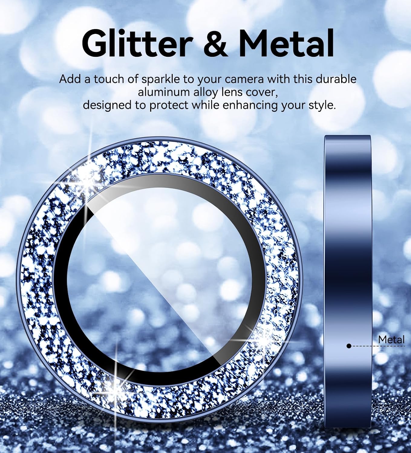 Matekxy for iPhone 17 Pro & iPhone 17 Pro Max Camera Lens Protector Glitter image 3