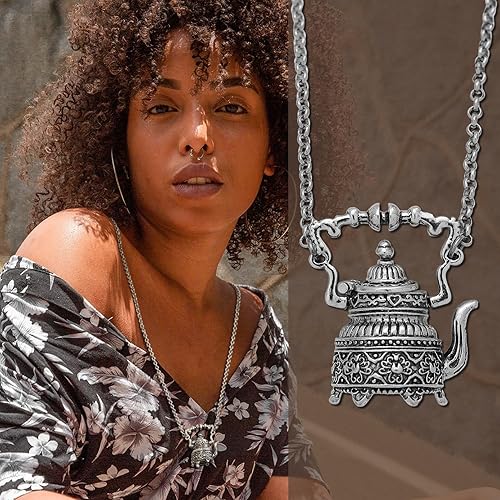 Miniatura 4 de RechicGu Collar con colgante de taza de té estilo cameo victoriano vintage 3D para mujer, regalo steampunk gótico