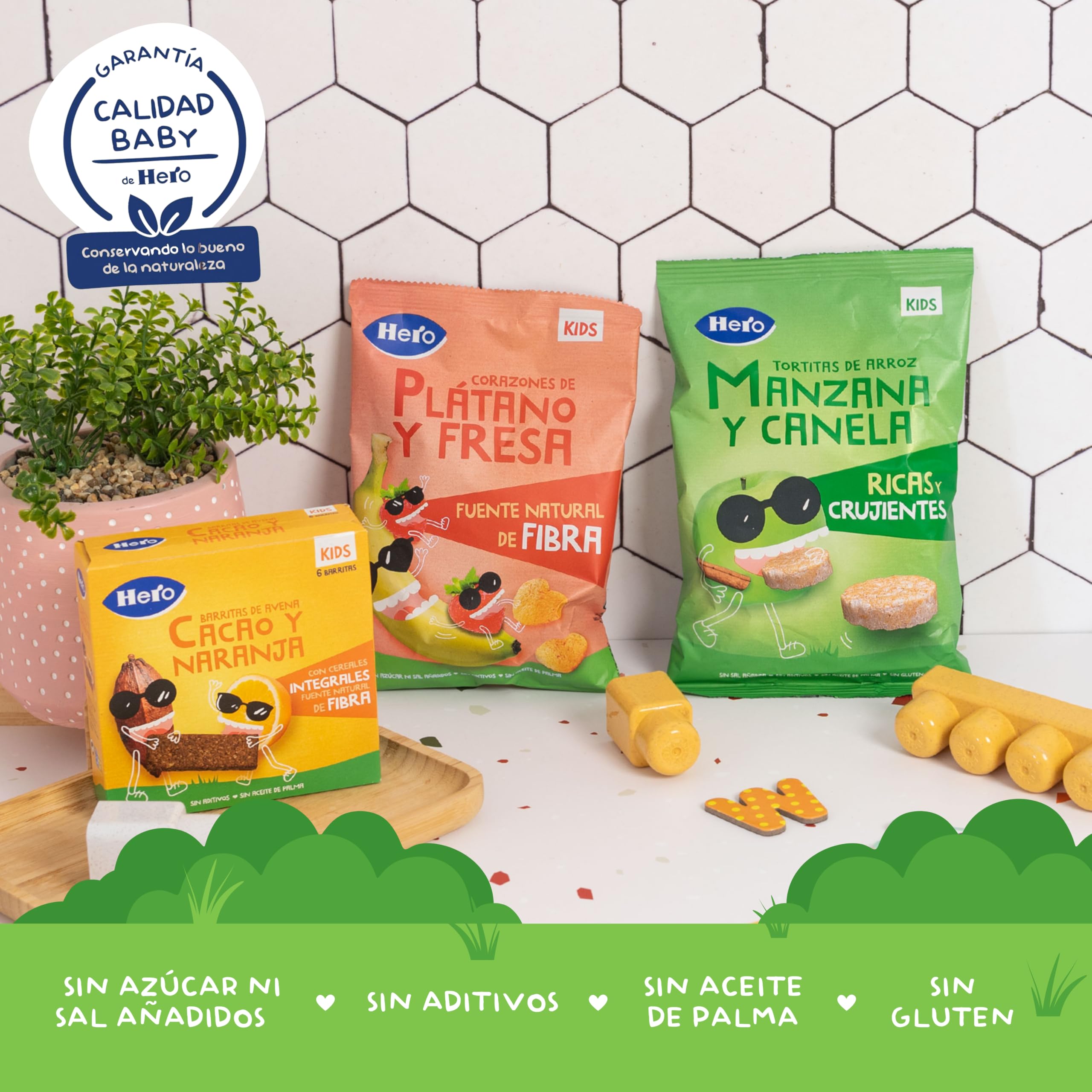 Hero - Tortitas de Arroz, Manzana y Canela, Sin Sal Añadida, Sin Aditivos, Sin Aceite de Palma, Sin Gluten, Snack Infantil Apto para Niños Desde los 36 Meses - Pack de 6 x 40 g