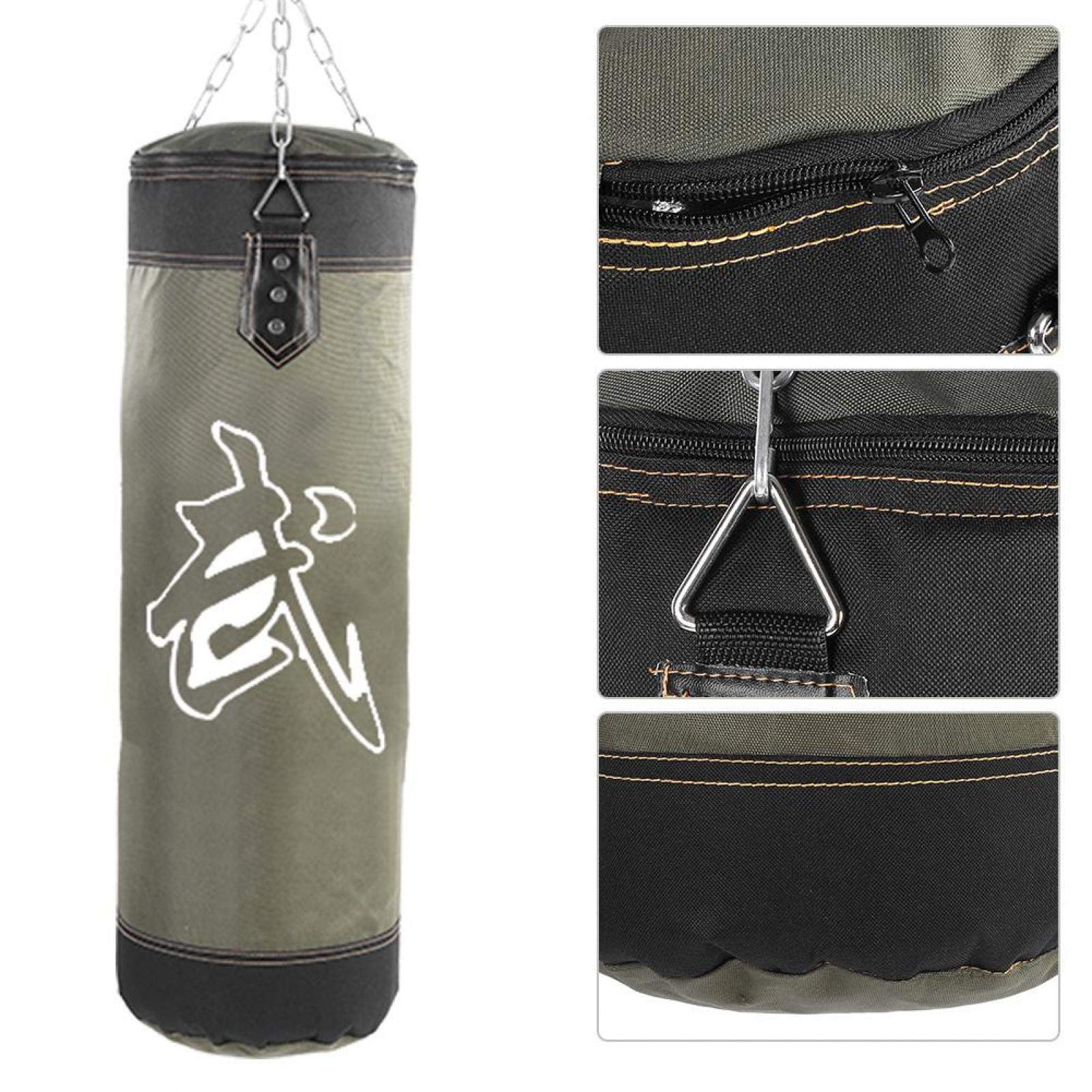 Sacco da boxe vuoto, sigillo con cerniera in PU Sacco di sabbia vuoto Pratica sabbia per(green, 60CM)